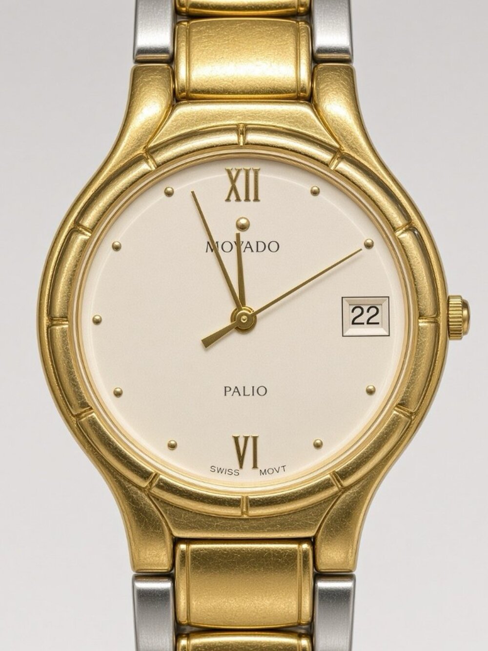 Movado Palio Ladies Two-Tone Watch 81.97.863H Cream Dial Date Swiss Quartz Box - Picture 3 of 6